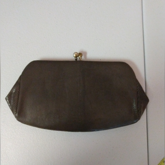 Lesco super chic vintage lizard genuine lizard skin small clutch in cognac EUC - Picture 2 of 11